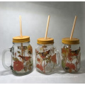 cold drink glass mason jars with straw lid